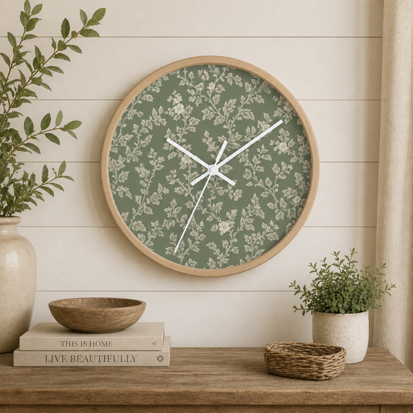 Buy farmhouse furniture Sage & Cream Wall Clock — By. Artisan Blooms - Modern Cottage Farmhouse Furniture