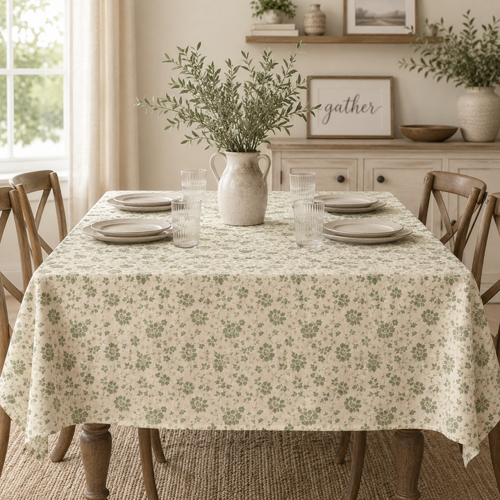 Buy farmhouse furniture Farmhouse Vintage Green Floral Tablecloth - By. Artisan Blooms - Modern Cottage Farmhouse Furniture
