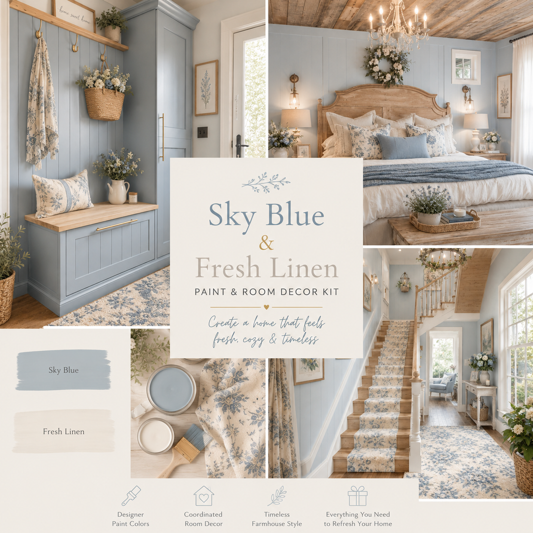 Buy farmhouse furniture Sky Blue & Fresh Linen Color Palette Kit - By Artisan & Blooms - Modern Cottage Farmhouse Furniture