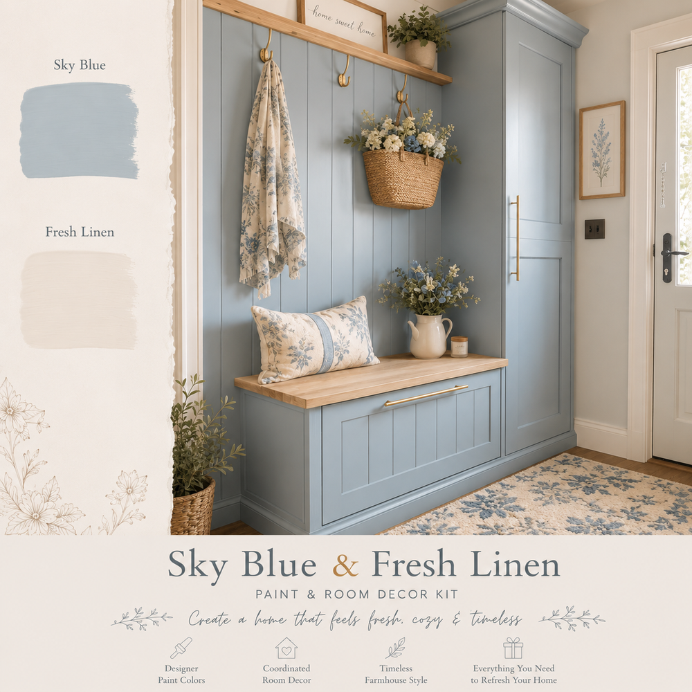 Buy farmhouse furniture Sky Blue & Fresh Linen Color Palette Kit - By Artisan & Blooms - Modern Cottage Farmhouse Furniture