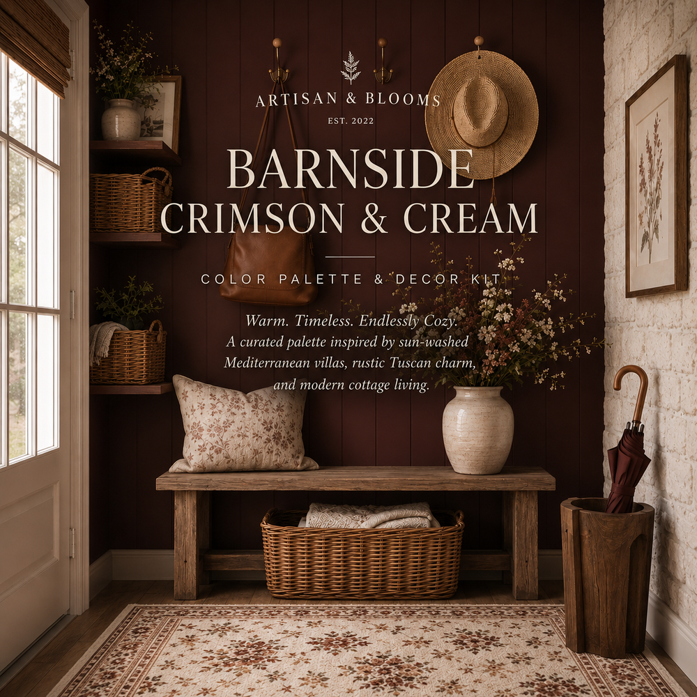 Buy farmhouse furniture Barn Side Crimson & Cream - Modern Cottage Farmhouse Furniture