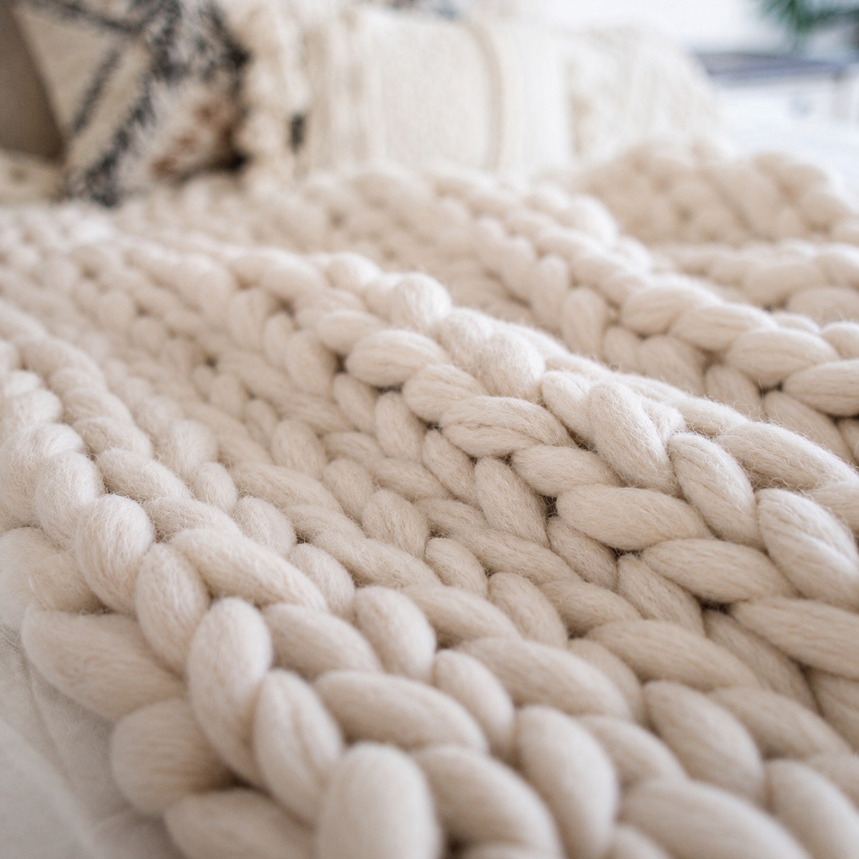 Chunky knit texture close-up