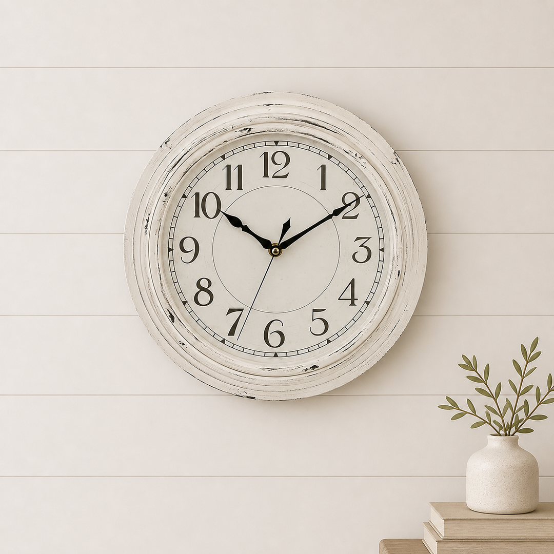 Buy farmhouse furniture Farmhouse Style Silent Wall Clock, 12 Inch Vintage Non Ticking Quartz Battery Operated Round Clock, - Modern Cottage Farmhouse Furniture
