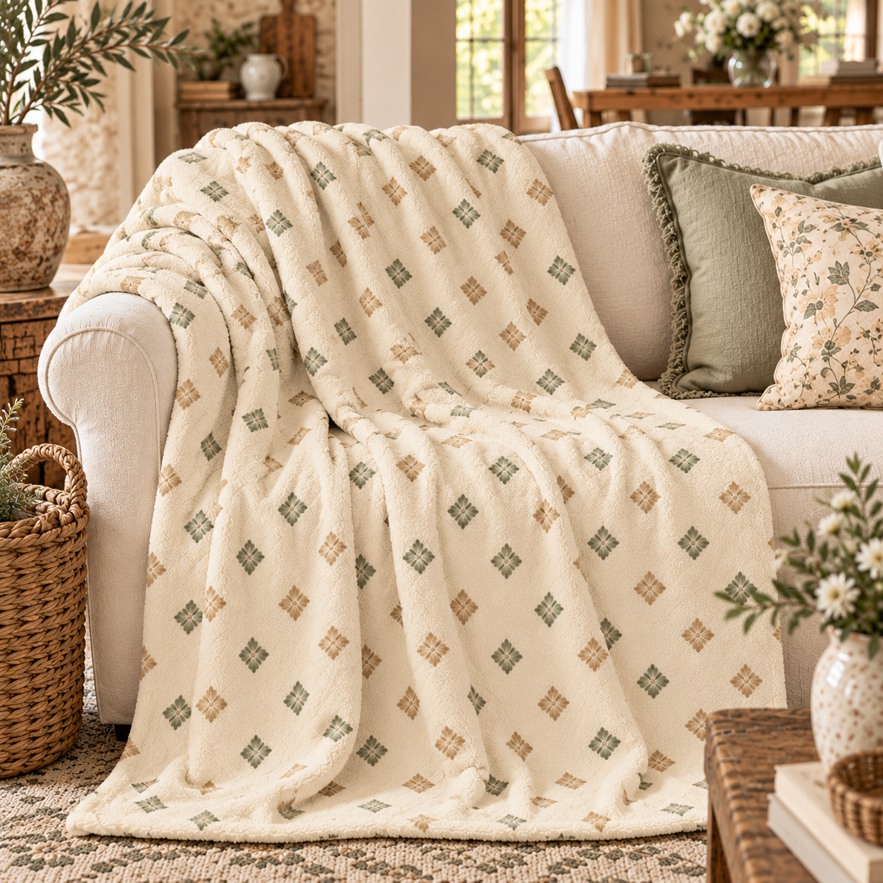 Artisan Bloom Fleece Warm Throw Blanket