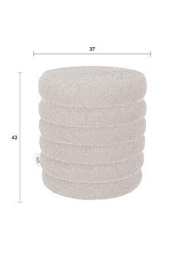 Modern Mediterranean Italian Off White Beige Boucle Upholstered Stool Ottoman - Mediterranean Italian Contemporary Home Decor Furniture