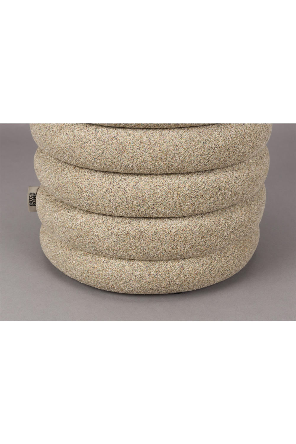 Modern Mediterranean Italian Off White Beige Boucle Upholstered Stool Ottoman - Mediterranean Italian Contemporary Home Decor Furniture
