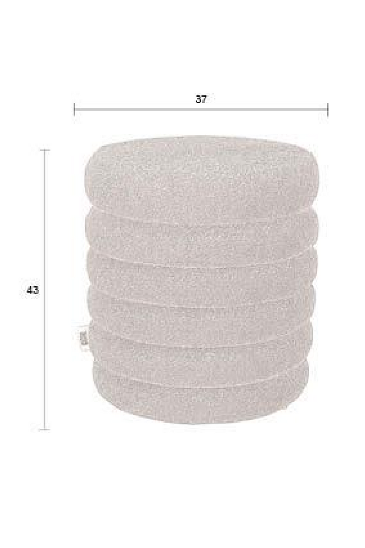 Modern Mediterranean Italian Off White Beige Boucle Upholstered Stool Ottoman - Mediterranean Italian Contemporary Home Decor Furniture