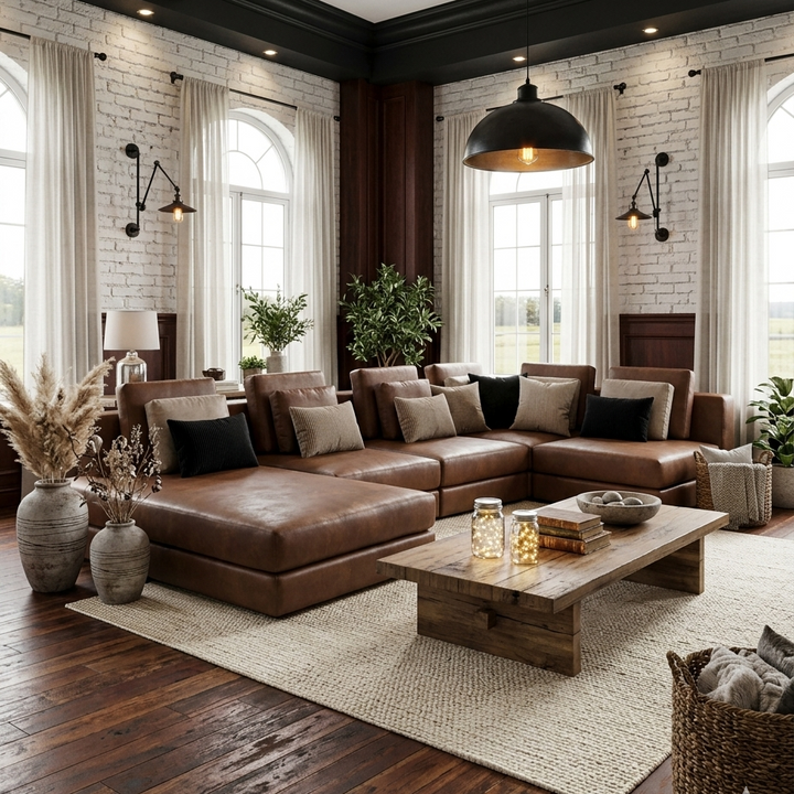 Buy farmhouse furniture Birch Willows | Large Modern Farmhouse Modular Luxury Sectional Sofa - Modern Cottage Farmhouse Furniture