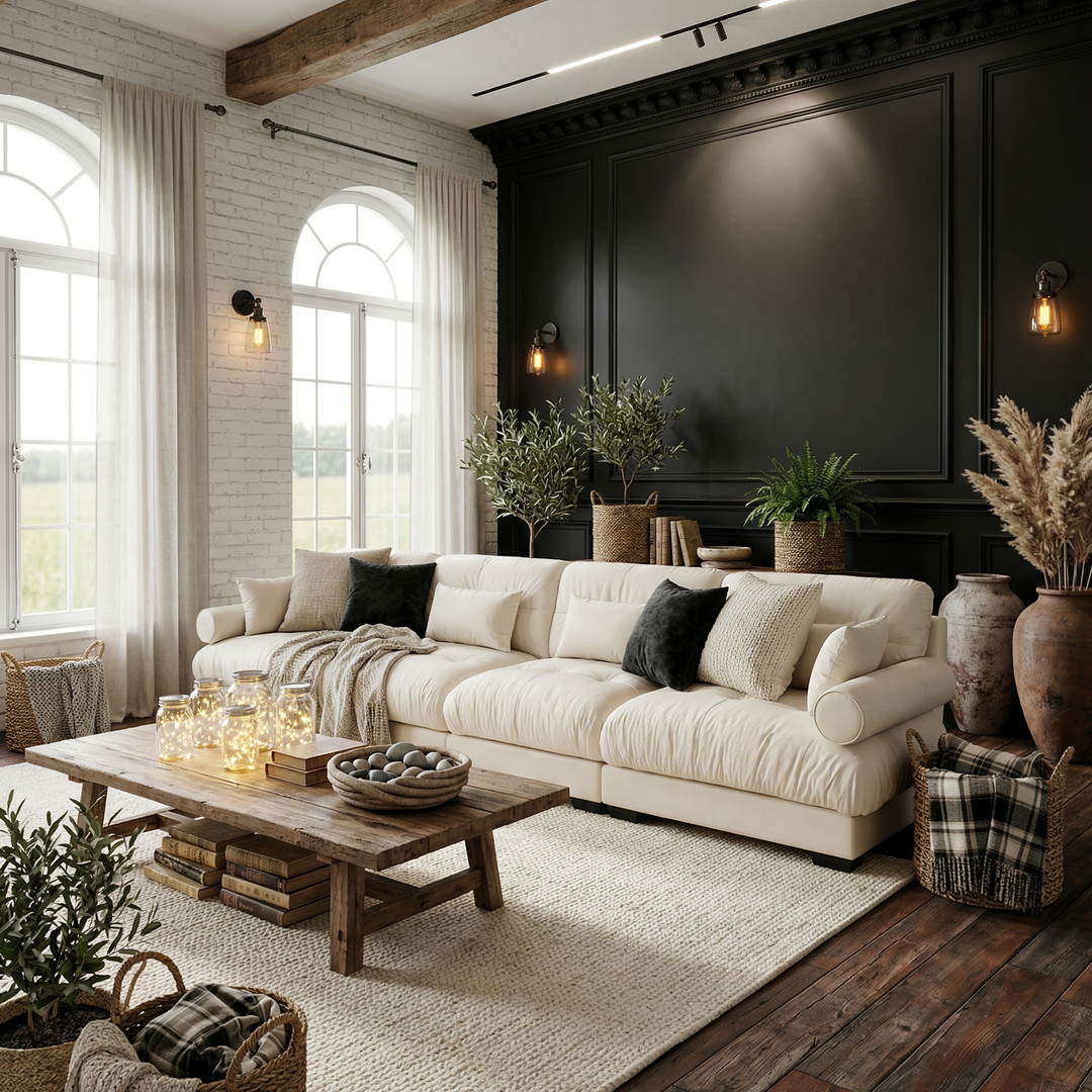 Buy farmhouse furniture Bone & Beam • White Modern Cottage American Farmhouse Style Sofa Couch - Modern Cottage Farmhouse Furniture