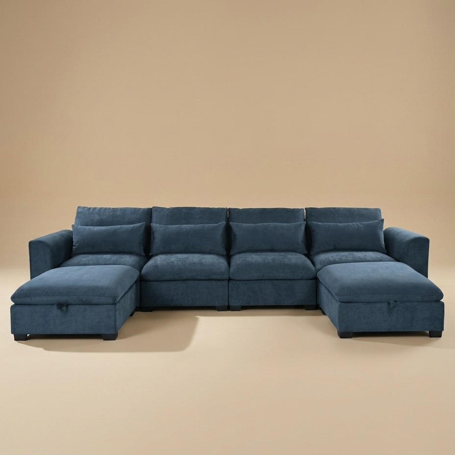 Buy farmhouse furniture Bluebell Cottage • Blue U-shaped American Farmhouse Style Sofa Couch Sectional Daybed - Modern Cottage Farmhouse Furniture