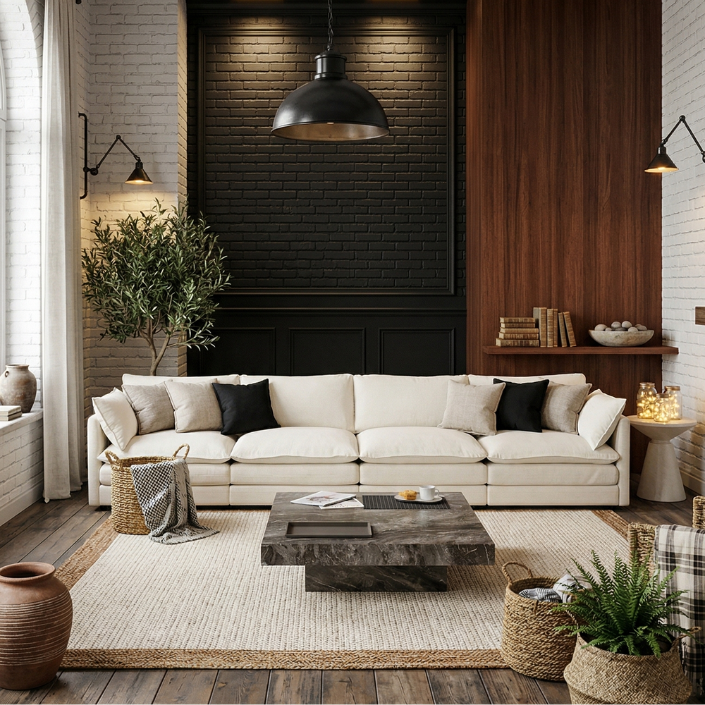 Buy farmhouse furniture Daisy | White Modern Farmhouse Cottage Sofa Sectional - Modern Cottage Farmhouse Furniture