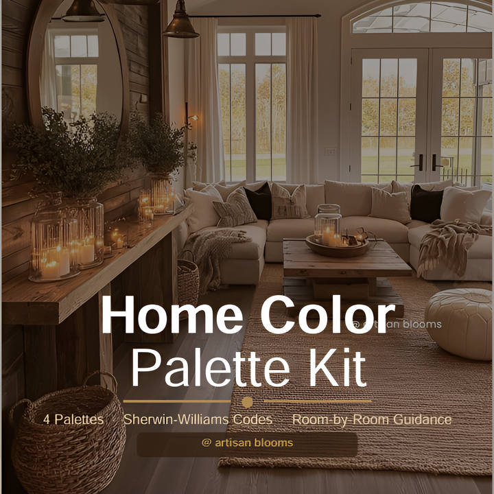 Buy farmhouse furniture Artisan Blooms Wall Paint Bundle (5 Templates) - Warm Cream and Brown Tones - Modern Cottage Farmhouse Furniture