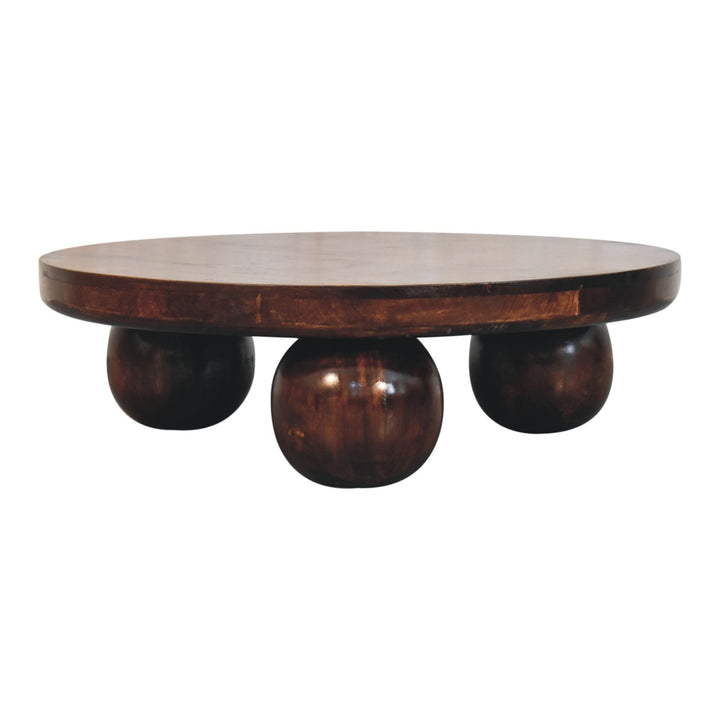 Sorrento Luxe Mediterranean Luxury Greek Walnut Central Table with Ball Feet - Mediterranean Italian Contemporary Home Decor Furniture