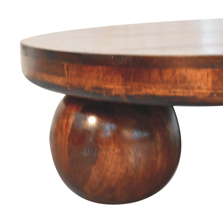 Sorrento Luxe Mediterranean Luxury Greek Walnut Central Table with Ball Feet - Mediterranean Italian Contemporary Home Decor Furniture