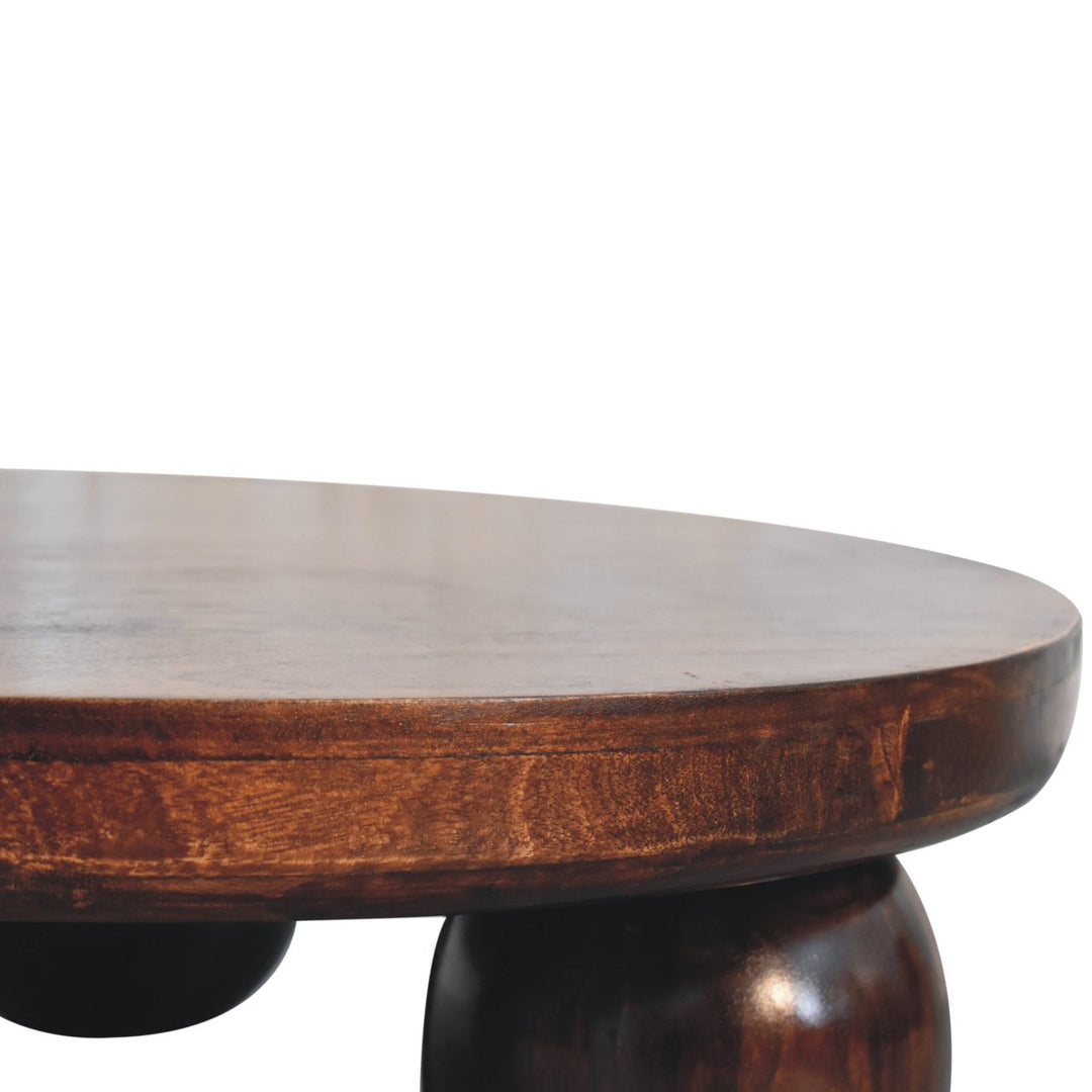 Sorrento Luxe Mediterranean Luxury Greek Walnut Central Table with Ball Feet - Mediterranean Italian Contemporary Home Decor Furniture