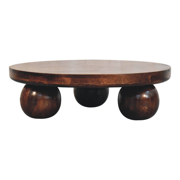 Sorrento Luxe Mediterranean Luxury Greek Walnut Central Table with Ball Feet - Mediterranean Italian Contemporary Home Decor Furniture