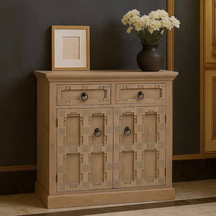 Jaipur Mediterranean Greece Ashed Lattice Sideboard - Mediterranean Italian Contemporary Home Decor Furniture