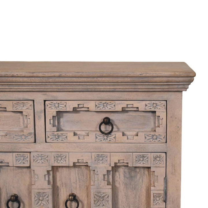 Jaipur Mediterranean Greece Ashed Lattice Sideboard - Mediterranean Italian Contemporary Home Decor Furniture