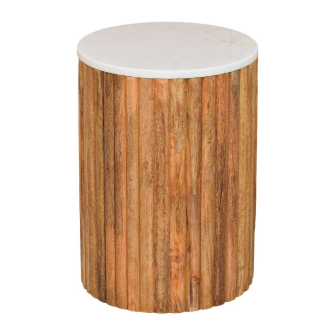 Casa Marina Fluted Marble Side Table - Mediterranean Italian Contemporary Home Decor Furniture