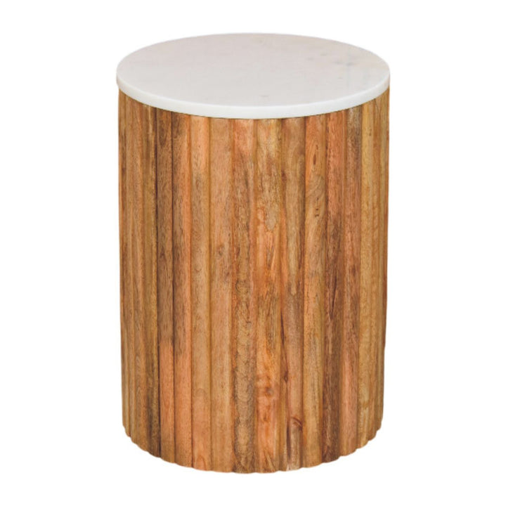 Casa Marina Fluted Marble Side Table - Mediterranean Italian Contemporary Home Decor Furniture
