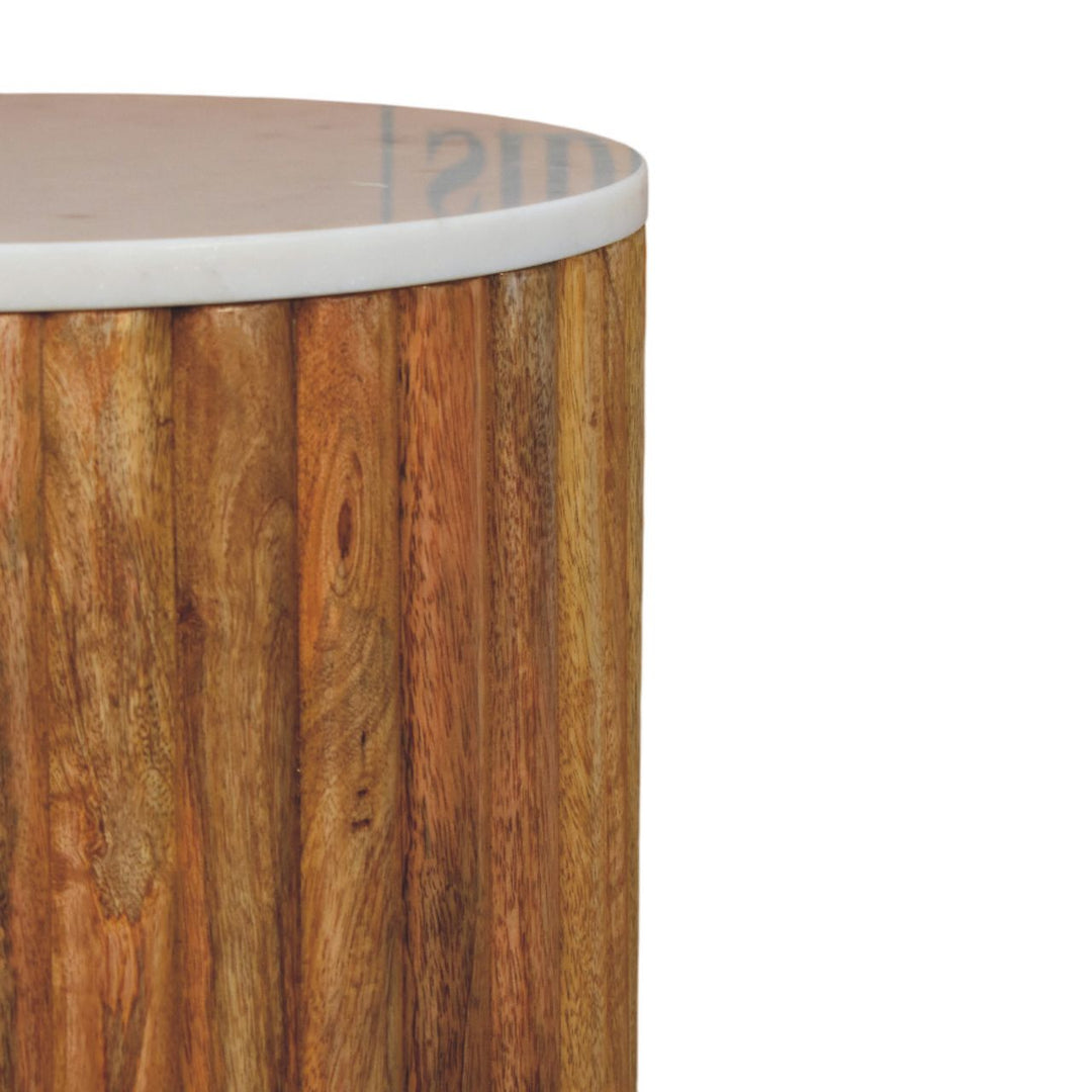 Casa Marina Fluted Marble Side Table - Mediterranean Italian Contemporary Home Decor Furniture