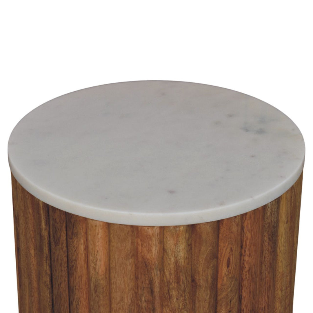 Casa Marina Fluted Marble Side Table - Mediterranean Italian Contemporary Home Decor Furniture