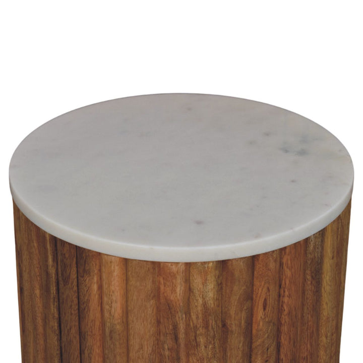 Casa Marina Fluted Marble Side Table - Mediterranean Italian Contemporary Home Decor Furniture