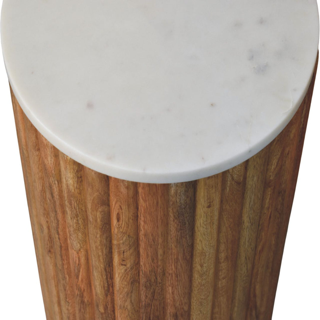 Casa Marina Fluted Marble Side Table - Mediterranean Italian Contemporary Home Decor Furniture