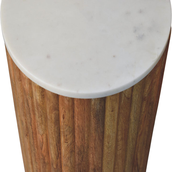 Casa Marina Fluted Marble Side Table - Mediterranean Italian Contemporary Home Decor Furniture