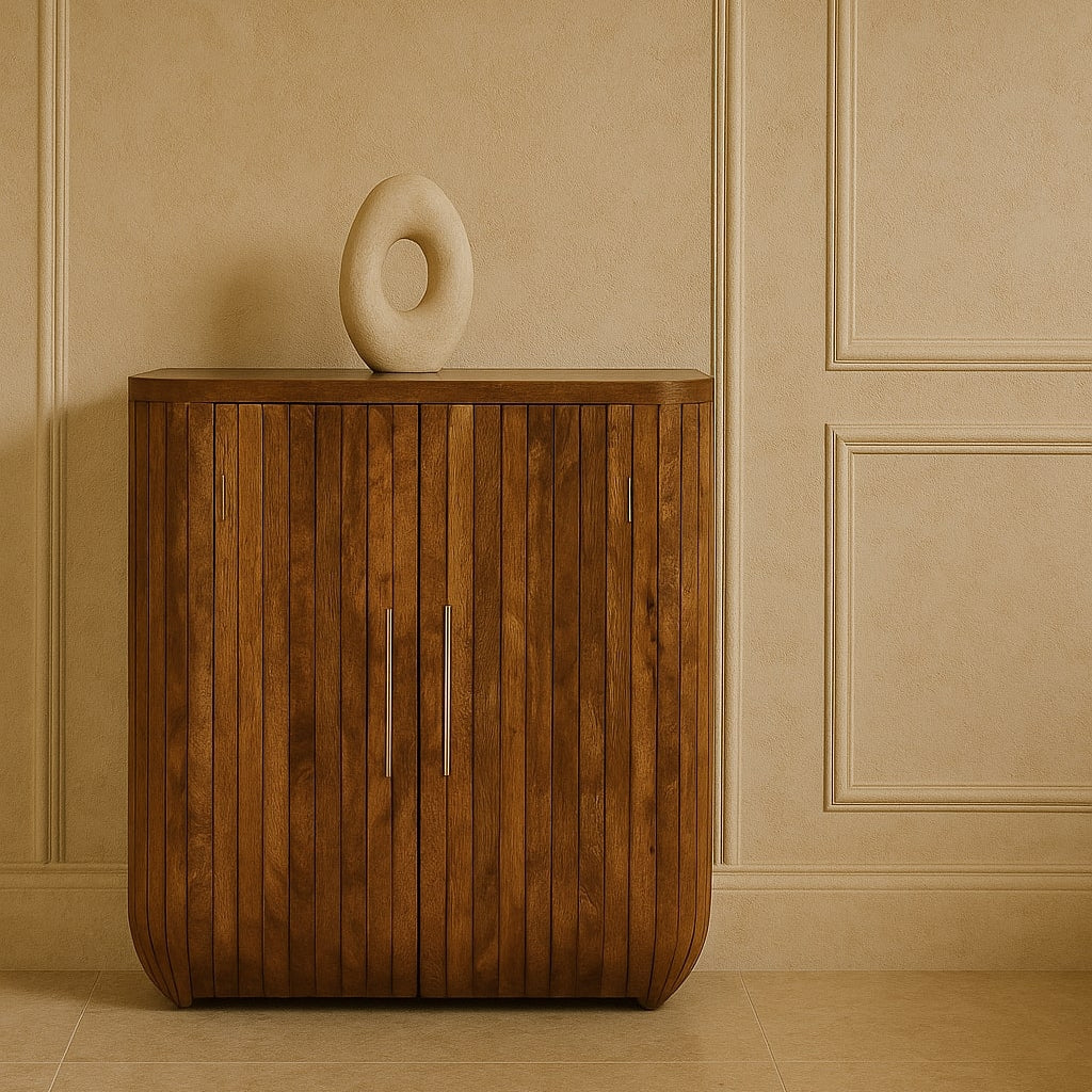 Torino Contemporary Fluted Greek Cabinet - Mediterranean Italian Contemporary Home Decor Furniture