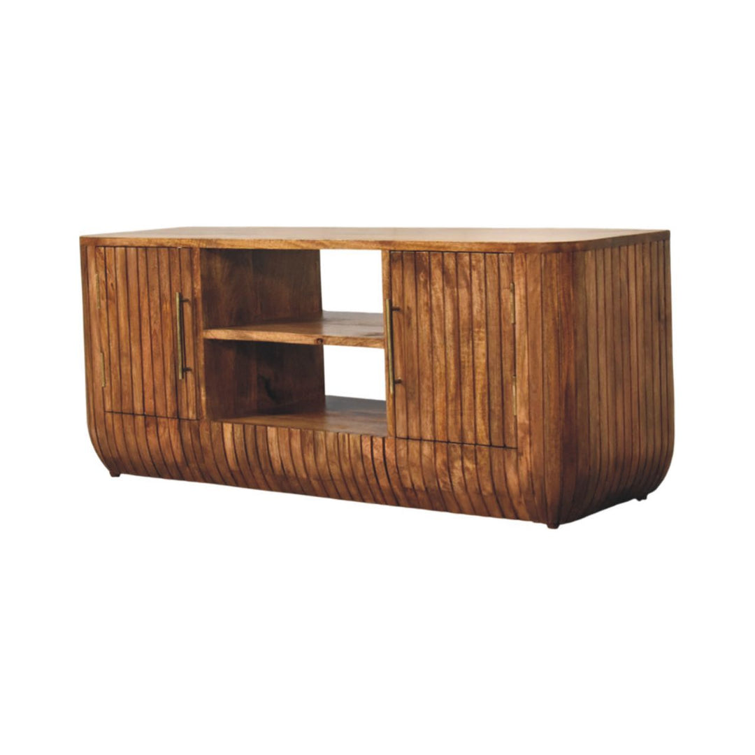 Mar Azul Fluted Mediterranean TV Console - Mediterranean Italian Contemporary Home Decor Furniture
