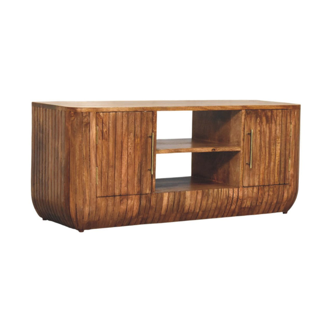 Mar Azul Fluted Mediterranean TV Console - Mediterranean Italian Contemporary Home Decor Furniture