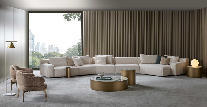Buy farmhouse furniture Made in Itlay Mediterranean Luxury Vertical Seam Corner Sofa Couch - Modern Cottage Farmhouse Furniture