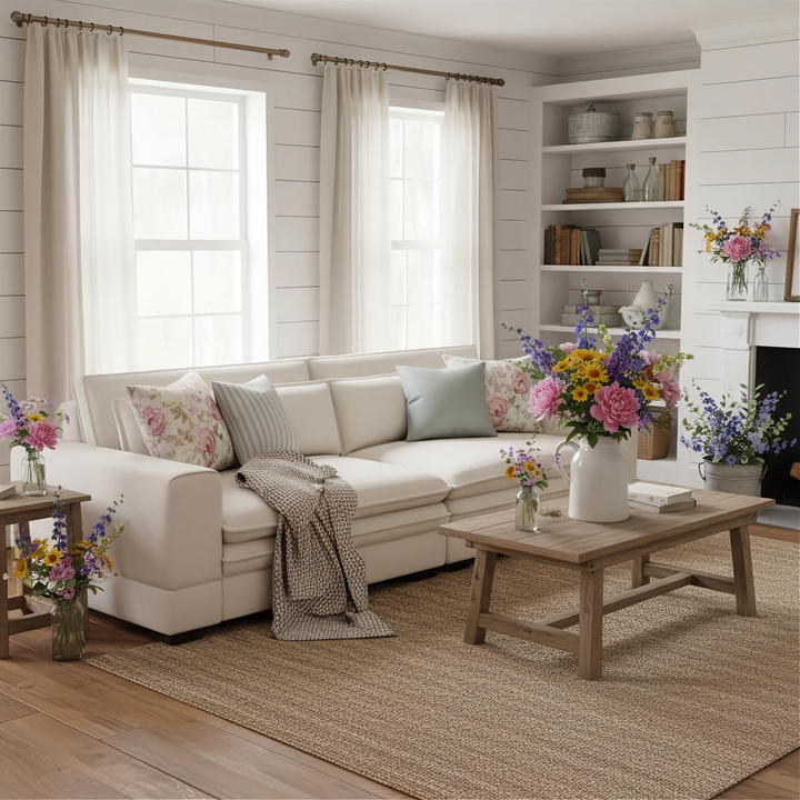 Buy farmhouse furniture Mason | White Modern Farmhouse Cottage Sofa Sectional Couch - Modern Cottage Farmhouse Furniture