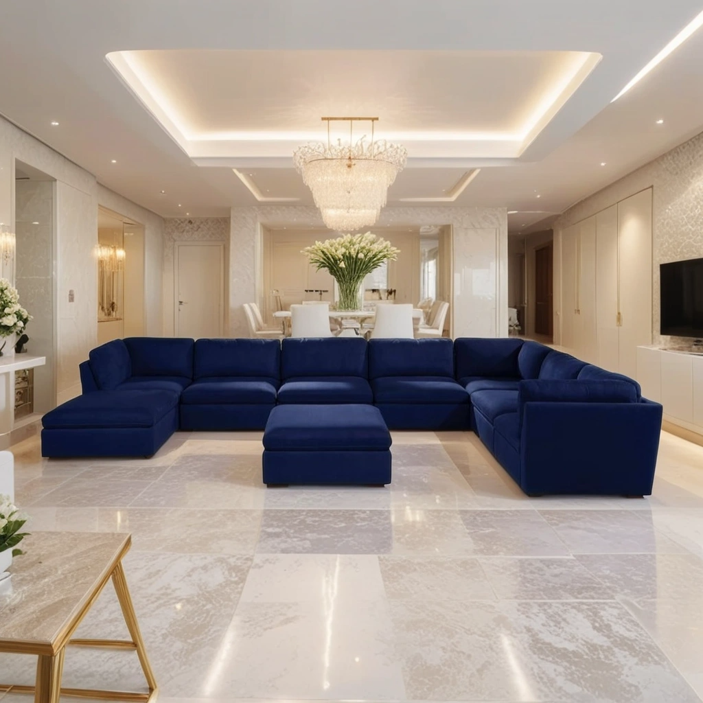 Boho Aesthetic Le Milan | Large Modern Blue Modular Piece | Biophilic Design Airbnb Decor Furniture 