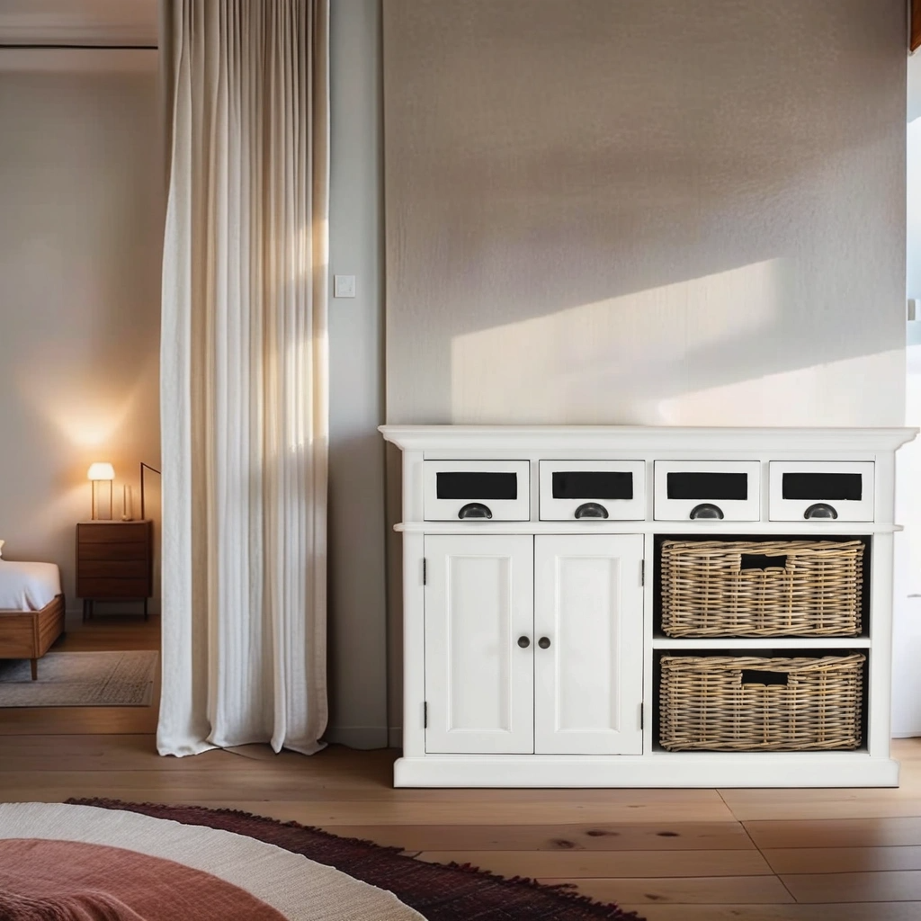 Boho Aesthetic Modern Farmhouse Kitchen Buffet Server | Biophilic Design Airbnb Decor Furniture 