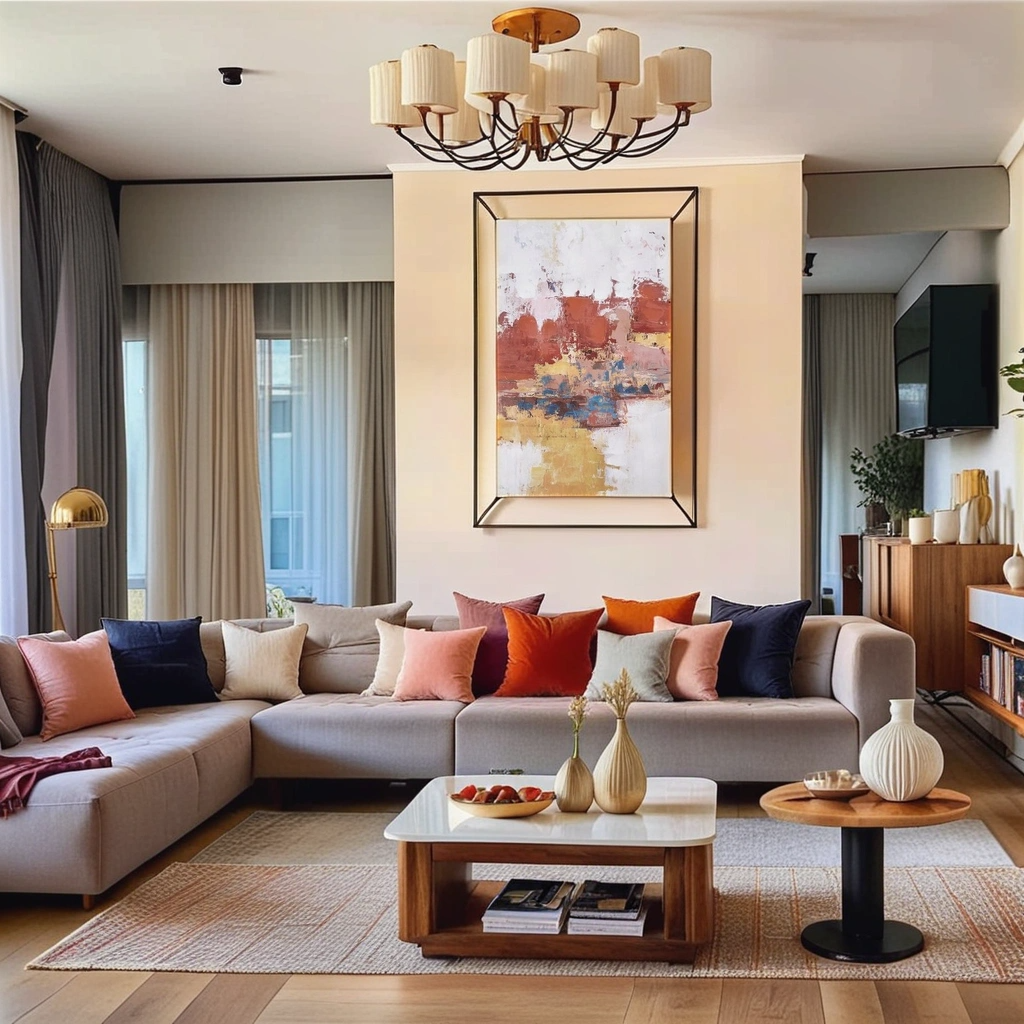 Boho Aesthetic Southwestern Red Gold Contemporary Framed 50% Embellishment  Canvas | Biophilic Design Airbnb Decor Furniture 