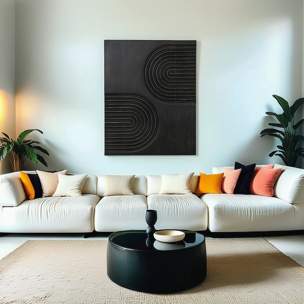 Boho Aesthetic Modern Boho Black Carved Wood Wall Art Washed | Biophilic Design Airbnb Decor Furniture 