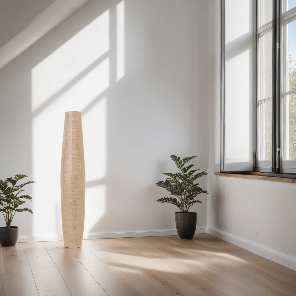 Boho Aesthetic Gold Ceramic Floor Vase for Flowers | Biophilic Design Airbnb Decor Furniture 