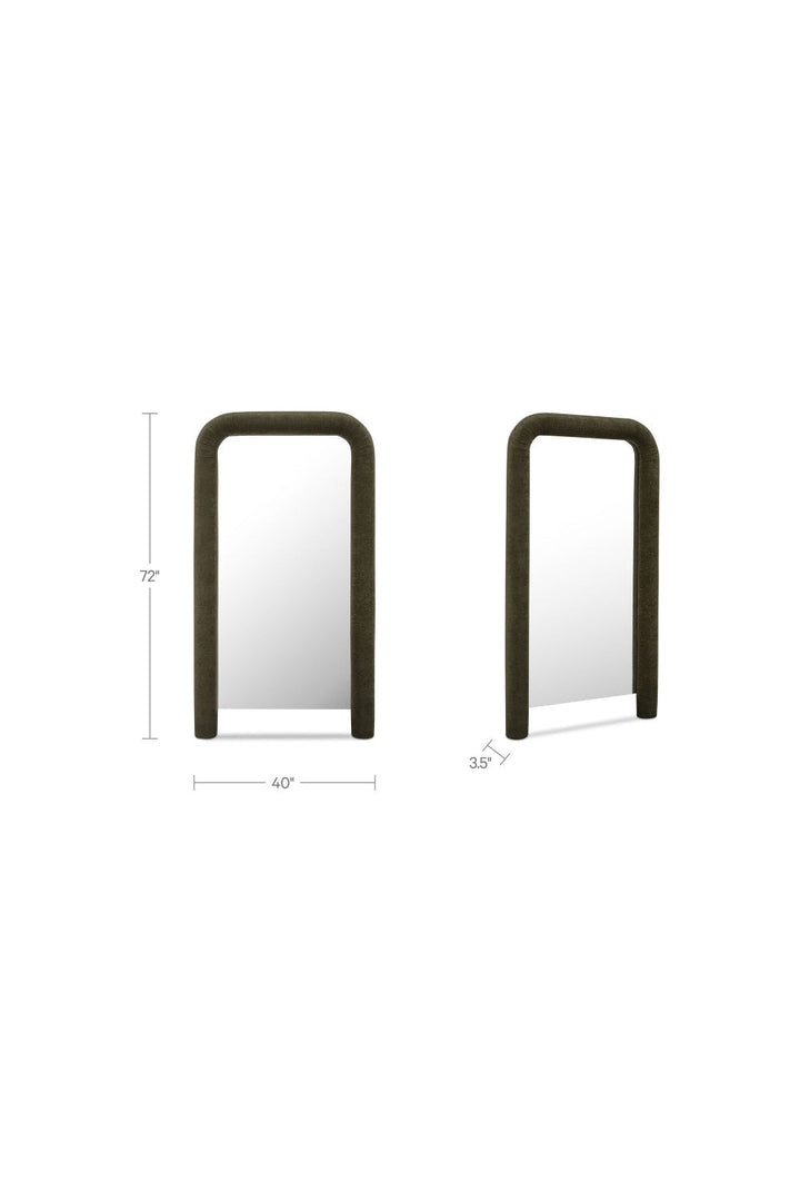 Buy farmhouse furniture Le Riu • Beige Large Modern Cottage Farmhouse Style Upholstered Floor Mirror - Modern Cottage Farmhouse Furniture