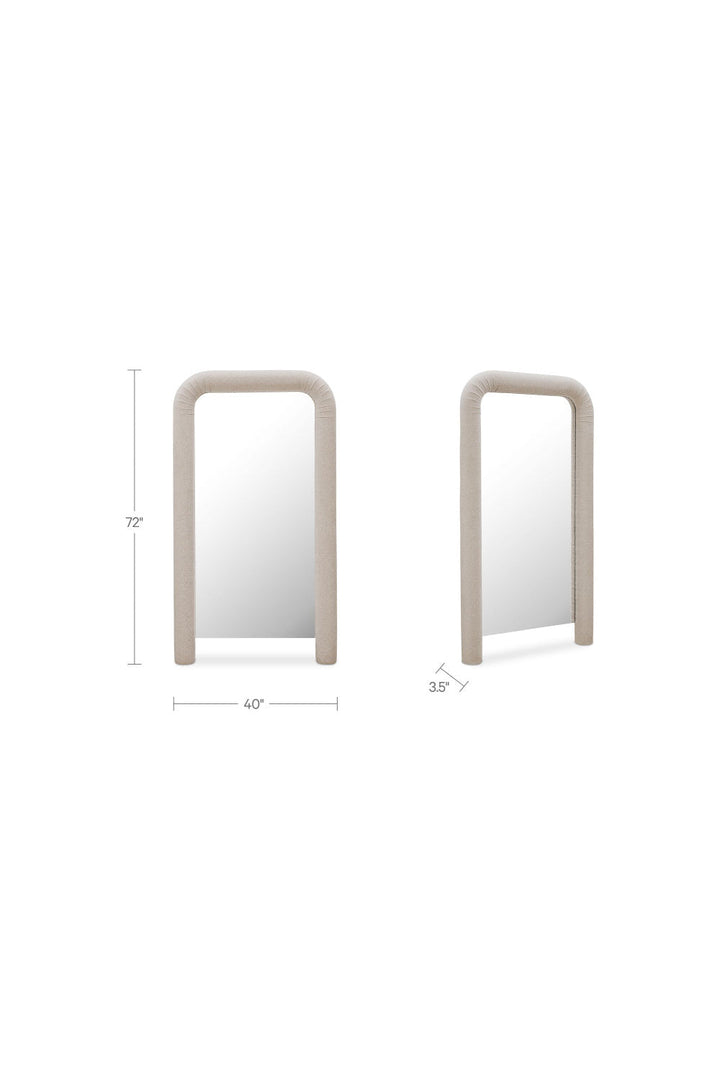 Buy farmhouse furniture Le Riu • Beige Large Modern Cottage Farmhouse Style Upholstered Floor Mirror - Modern Cottage Farmhouse Furniture