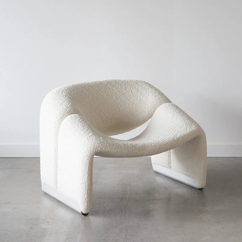 Boho Aesthetic Clermont-Ferrand | Modern Lamb Minimalist Accent Chair | Biophilic Design Airbnb Decor Furniture 