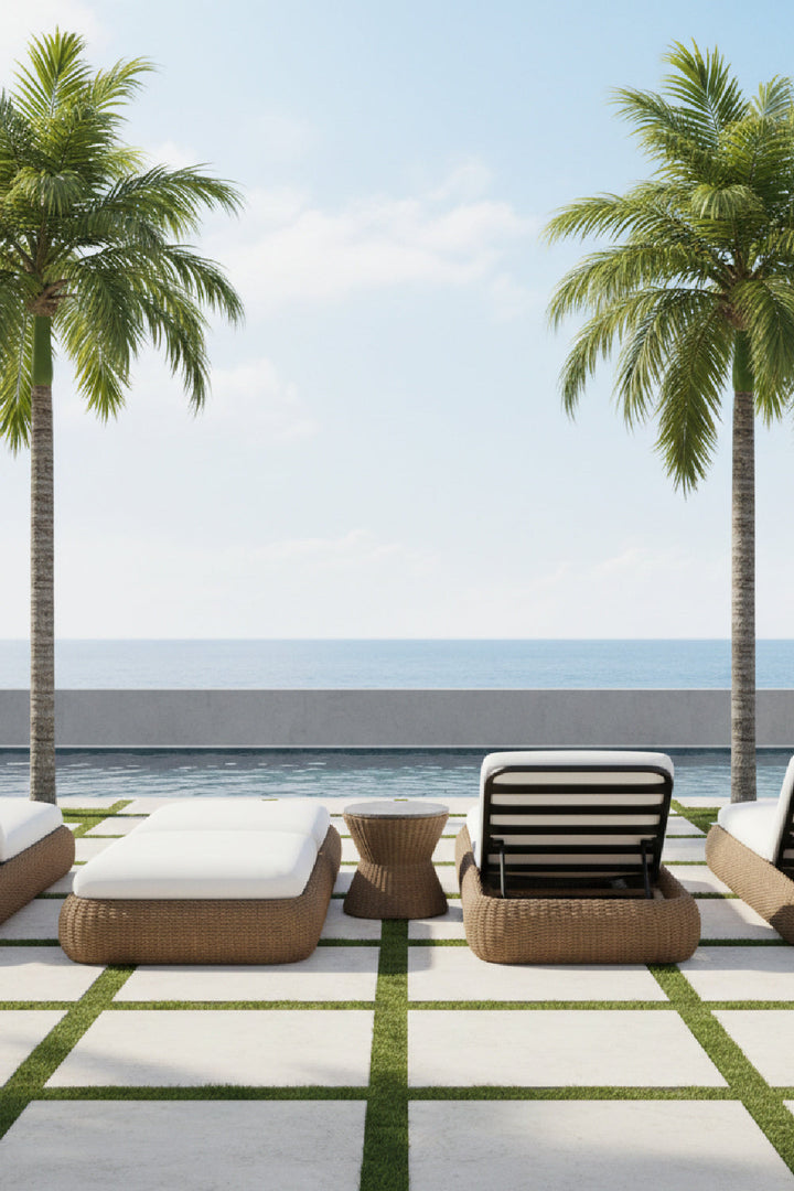 Buy farmhouse furniture Barcelona Airbnb Rental Decor Handcrafted Wicker Weave Indoor/Outdoor Lounger Chair - Modern Cottage Farmhouse Furniture