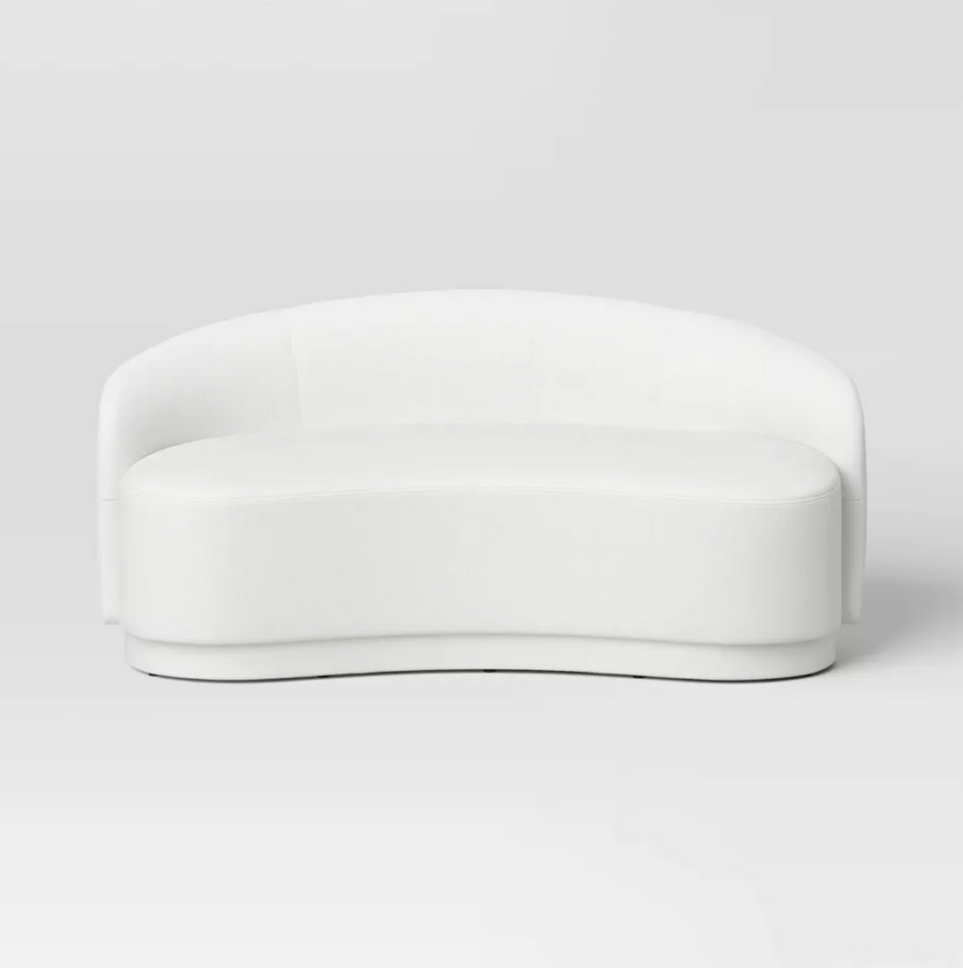Boho Aesthetic The Aurora | Curved Modern Minimalist White Sofa | Biophilic Design Airbnb Decor Furniture 