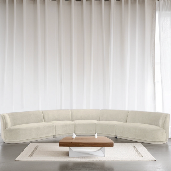 Boho Aesthetic Large Luxury Modern Italian Modular Sectional Sweet Cream | Biophilic Design Airbnb Decor Furniture 