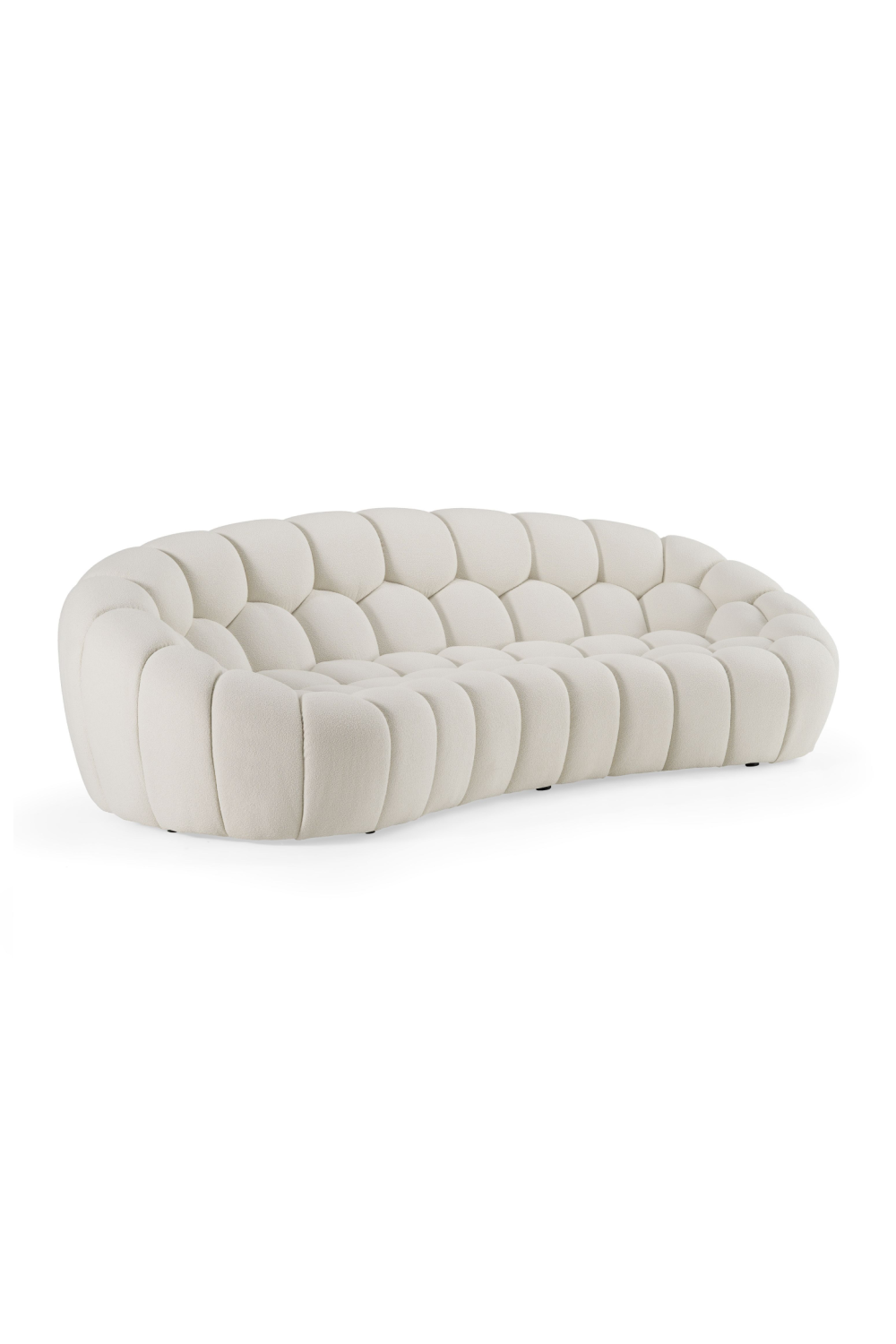 Le Lia • White Modern Mediterranean Italian Hexagonal-Tufted Curved Sofa - Modern Cottage Farmhouse Furniture