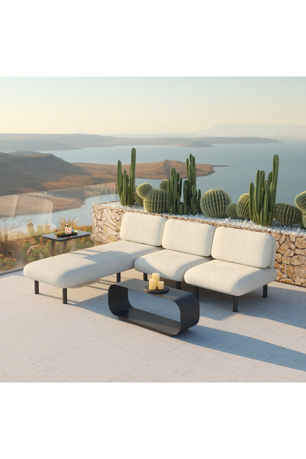 Buy farmhouse furniture Beige Olefin Italian Coast Airbnb Home Outdoor Chaise - Modern Cottage Farmhouse Furniture