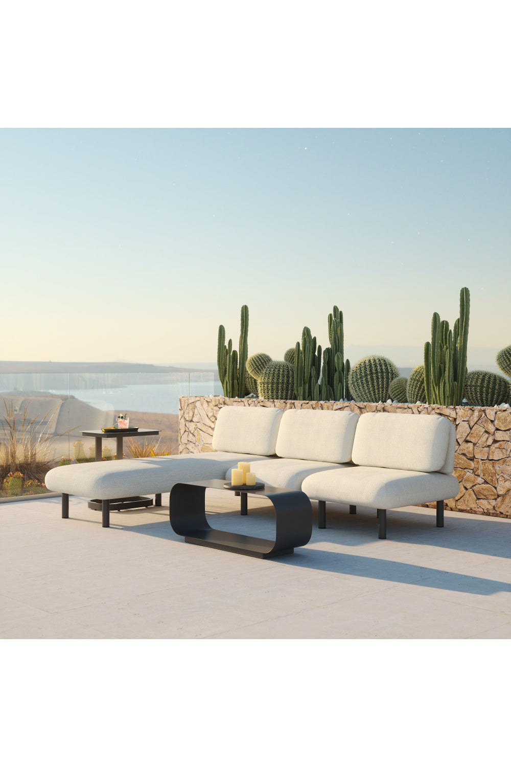 Buy farmhouse furniture Beige Olefin Italian Coast Airbnb Home Outdoor Chaise - Modern Cottage Farmhouse Furniture