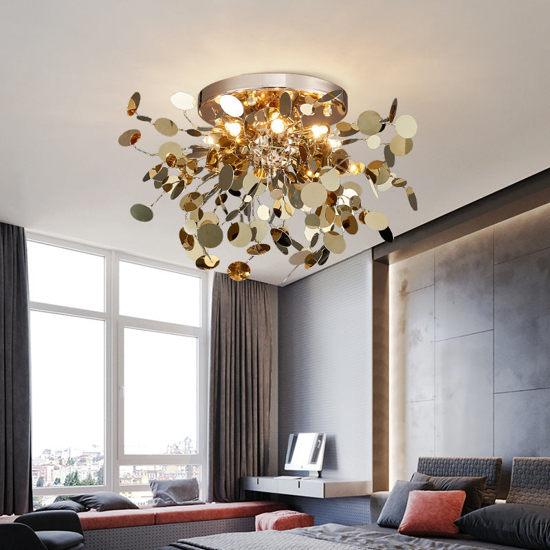 Boho Aesthetic Living Room Showcase Bar Tree Blade Chandelier | Biophilic Design Airbnb Decor Furniture 
