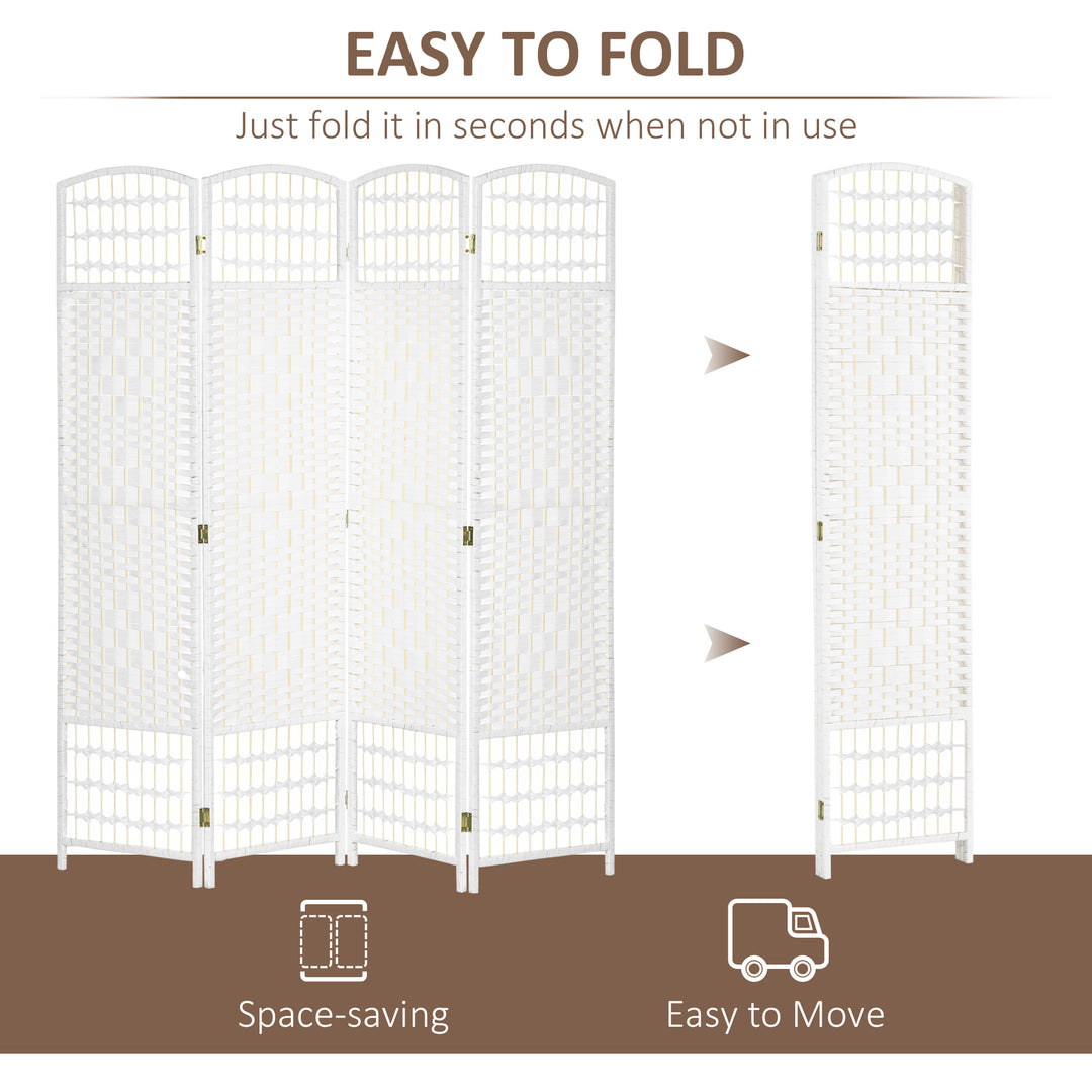 Buy farmhouse furniture Folding Room Divider | 4-Panel Wave Fiber Privacy Screen, White - Modern Cottage Farmhouse Furniture